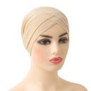 Turban féminin avec design croisé en lycra, couvre-chef élastique pour un usage quotidien et des occasions sociales 5