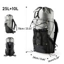 Turistický batoh 25 + 10 l Ultralehký s bederním pásem a síťovanými kapsami 53 x 28 x 8 cm Šedo-černá Unisex Na turistiku a horolezectví 1
