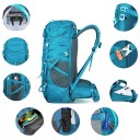 Turistický batoh 50 l s pláštěnkou Odolný s bočními kapsami na bederním pásu a předními šňůrami Unisex Na trekking kempink a horolezectví 7