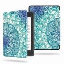 Turquoise and Blue Flip Case for 6 Inch Kindle 10th Generation 2019 with Drawn Floral Mandalas and Ornaments with Strap and Screen Protector 1