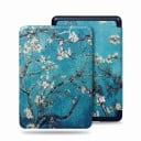 Turquoise flipcover 6 inch voor Kindle 10e generatie 2019 met een motief van bloeiende takken en met een handriem en een folie voor het scherm 1