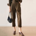 Tuta camicia da donna marrone 4