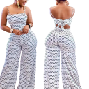 Tuta da donna a pois con pantaloni larghi spalline sottili legatura sul retro scollo a O in poliestere leggero 3
