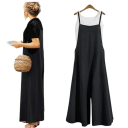 Tuta da donna Modello monocolore Pantaloni larghi Spalline sottili Miscela di poliestere e cotone Outfit estivo Vestibilità ampia Abbigliamento alla moda 4