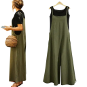Tuta da donna Modello monocolore Pantaloni larghi Spalline sottili Miscela di poliestere e cotone Outfit estivo Vestibilità ampia Abbigliamento alla moda 2