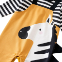 Tuta per bambini con maniche lunghe e pantaloni Unisex stampa zebra con bretelle disegnate e criniera 3D Collo O carino Tuta in poliestere con bottoni a pressione 2