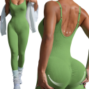 Tuta sportiva da donna con spalline sottili Leggings aderenti Monocromatica Nylon Spandex Fitness yoga esercizio 14