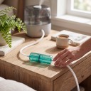 Tuyau auriculaire en silicone avec canule nasale et partie cylindrique transparente, longueur 4 m, silicone, blanc et turquoise, pour inhalation nasale 5