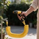 Tuyau de jardin spiralé pour eau 15 m avec pistolet haute pression Ensemble avec raccords rapides et adaptateurs pour robinet Jaune Pour le lavage 2