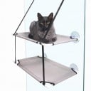 Twee-laags hangbed voor katten op het raam 50 x 30 cm Zuignappen en nylon banden Oxford gaas Hamaka met doorgang 5