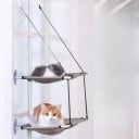 Twee-laags hangbed voor katten op het raam 50 x 30 cm Zuignappen en nylon banden Oxford gaas Hamaka met doorgang 8