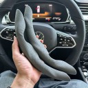 Tweedelige stuurhoes 38 cm met ventilatieperforatie Antislip zijkanten Voor ronde en D-stuur in de auto 7