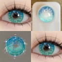 Tweekleurige contactlenzen met een wolkeffect in zachte tinten diameter 14.2 mm met dioptrieën -5.50 voor het accentueren van de ogen 2