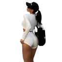 Two-Piece Women's Sports Set Crop Top with Long Sleeves and Round Neck Fitted Elastic Shorts Fitness Outfit for Exercise 4