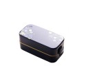 Two-tiered bento food box with partition Lid with floral pattern and side clips Capacity 750 ml Made of plastic 16.8 x 8.3 x 7.4 cm 4