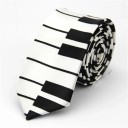 Tyndt unisex slips med klavermotiv 145 x 5 cm Stilfuldt musikslips Moderne smalt slips Elegant tilbehør til musikere, koncerter og formelle begivenheder 2