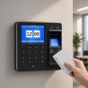 Työntekijöiden läsnäoloterminaali sormenjälki- ja RFID-kortinlukijalla Kapasiteetti 1000 sormenjälkeä 106 x 34 x 106 mm USB ja Wiegand Musta 5