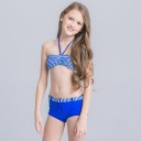 Tyttöjen bikini selästä suljettavalla vyöllä - Tummansininen 2