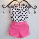Tyttöjen pilkullinen toppi ja shortsit L1453 1
