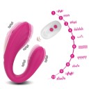 U-formet silikonevibrator til dobbelt stimulering, fjernbetjening, USB-opladning. Diskret emballage. 6