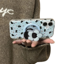 Uchwyt na telefon dla iPhone 16 i Samsung Plastikowy uchwyt z motywem kota z kwiatkiem Stylowy stojak na stół 3