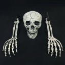 Udendørs Halloween-rekvisit Skelet, arme og kranie Halloween-havedekoration Skelet, hænder og kranie stikker ud af græsplænen 3 stk. 1