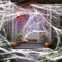 Udendørs Halloween-rekvisitter Strækbart kunstigt edderkoppespind med edderkopper Festdekoration Farverigt edderkoppespind Hjemsøgt hus Halloween-dekoration 20g 2