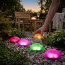 Udendørs solcellelampe i form af sten Farvet lys 14,5 x 13 x 8 cm Plast og ABS Hvidt dæksel IP65 til fortov og havegang 3