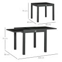 Udtrækkelig havemøbelbord med glasplade 80-160 x 80 x 75 cm Aluminium og hærdet glas Mørkegrå Til 4 til 6 personer Til terrassen og haven 3