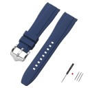 Uhrenarmband 20 mm Gummisilikonband mit abgerundetem Ende für Swatch Omega Moonswatch Omega Speedmaster Seiko wasserdichtes Armband mit silberner Schnalle 5