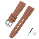 Uhrenarmband 22 mm Gummisilikonarmband mit abgerundetem Ende für Swatch Omega Moonswatch Omega Speedmaster Seiko wasserdichtes Armband mit silberner Schnalle 6