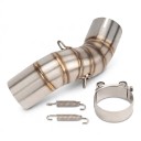 Uitlaatadapter voor motorfiets Kawasaki Z900 2017–2021 Type A Verbindingsbuis 51 mm Middenstuk Zilver Met veren en klem 1