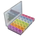 Úložná krabička organizér 28 přihrádek plastová průhledná s barevnými boxy pro třídění drobností a malých předmětů 1