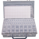 Úložná krabička organizér 48 přihrádek plastová průhledná s víkem a rukojetí pro třídění drobností a malých předmětů 1