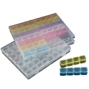 Úložná krabička organizér 56 přihrádek plastová průhledná s víkem a barevnými boxy pro třídění drobností a malých předmětů 2