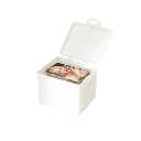 Úložná krabička s víkem kompaktní 9,5 x 8,5 x 7 cm plastová PP bílá pro organizaci karet a drobných předmětů 1