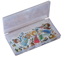 Úložná krabička s víkem plochá 17,5 x 2,3 x 10 cm plastová PP průhledná pro organizaci drobných předmětů a karet 3