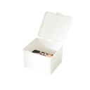 Úložná krabička s víkem větší 11,5 x 10 x 9,5 cm plastová PP bílá pro organizaci karet a drobných předmětů 1