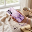 Ultra dunne hoes met marmerpatroon voor de Samsung Galaxy A16 Afneembare polsband Duurzaam TPU-frame Matte achterkant Tegen vingerafdrukken 2