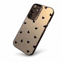 Ultra fino capa para Samsung Galaxy A37 Resistente Padrão de corações Superfície cinza mate Corações pretos e bordas Proteção da câmara Para o dia a dia 3