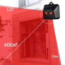 Ultrahangos kártevőriasztó piros LED lámpákkal 20 m hatótávolság 120° szög Napenergia panel lítium akkumulátor fekete kerthez 3