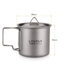 Ultralekki kubek tytanowy z pokrywką 350 ml Składany uchwyt 8,5 x 7,6 cm Kubek kempingowy na wodę z torbą do przechowywania Naczynia do użytku na zewnątrz 84 g 2