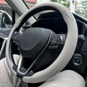 Ultrathin stuurhoes 36 tot 38 cm van geperforeerd leer Ronde vorm O Ademend en antislip stuurhoes voor auto 4