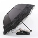 Umbrelă gotică pliabilă cu dantelă UV protecție Umbrelă elegantă de soare cu dantelă Vintage parasol romantic împotriva soarelui accesoriu stilat 3
