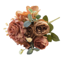 Umělá kytice růží realistické aranžmá 30x17 cm hedvábí plast dekorativní květiny do vázy svatby a interiérová výzdoba 2