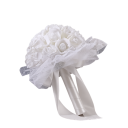 Umělá svatební kytice kulaté aranžmá polyester bílá dekorativní květiny pro nevěstu obřad focení a svatební výzdobu 1