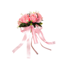 Umělá svatební kytice růžové aranžmá 24 cm polyester dekorativní květiny pro nevěstu obřad focení a svatební výzdobu 4