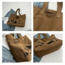 Umhängetasche aus Canvas 37 x 32 cm Beige Tasche mit Katzendruck Reißverschluss Große Einkaufstasche Arbeit Schule Freizeit 2