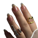 Uñas de manicura universales Forma de almendra Tamaño mediano 24 unidades Uñas artificiales de acrílico 3D autoadhesivas para manicura en casa 1