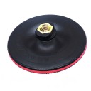 Unášecí talíř na suchý zips 125 mm Závit M14 Výška 2,8 cm Pěnová vrstva 8 mm Plast Čierno-červený Pre uhlovú brúsku Brúsenie a leštenie 1